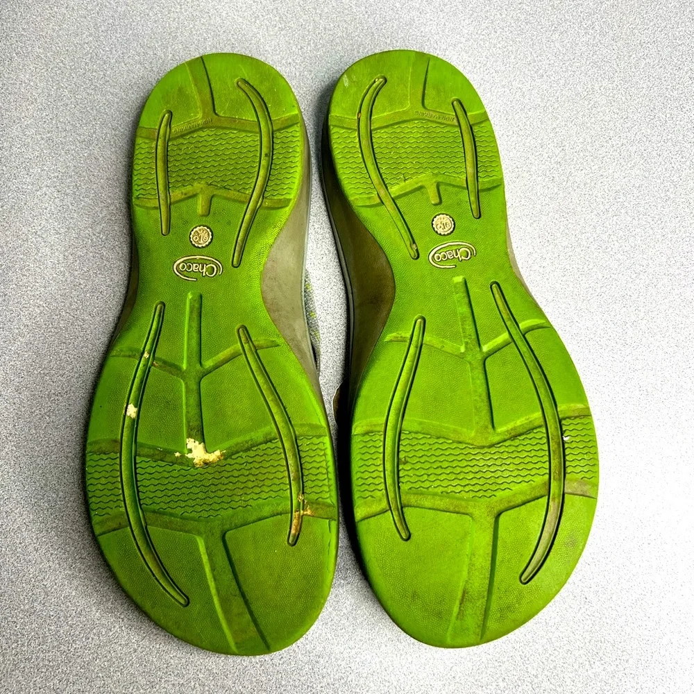 CHACO Gray Green Thongs Slides Sandals Flats Casual Shoes sz 13
